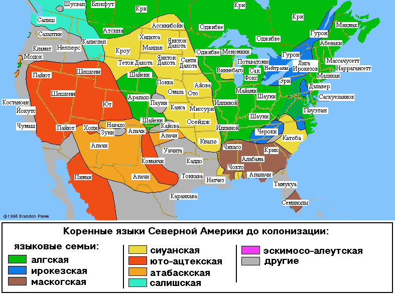 Карта народов северной америки